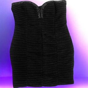 Forever 21 Black Strapless Dress with Rhinestone Detail